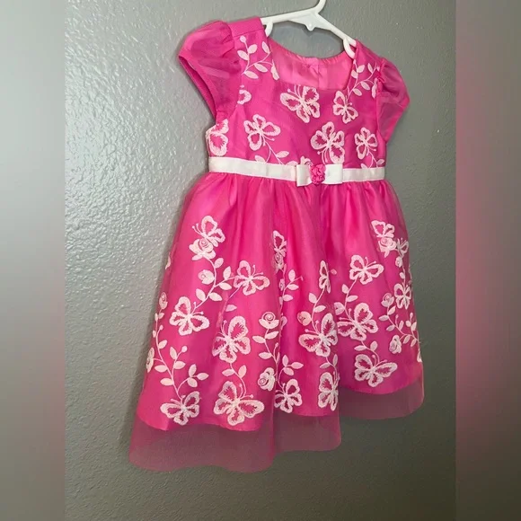 Jona Michelle Pink Butterfly Embroidered Tulle Dress | Size 12M - Picture 3 of 6